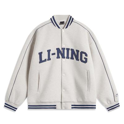 Li Ning Športový životný štýl Séria Americký trend Retro Baseballová kardigánová mikina na gombíky Pohodlná ležérna mikina Unisex mikina AWDUF67-3