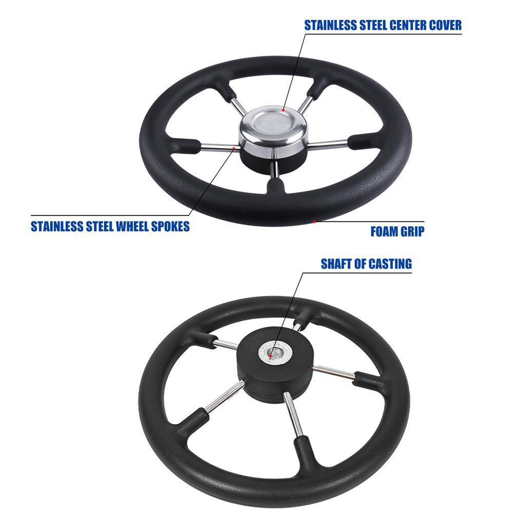 Simple To Install Boat Steering Wheel Stainless Steel Construction 13" Diameter For Long Lasting Use