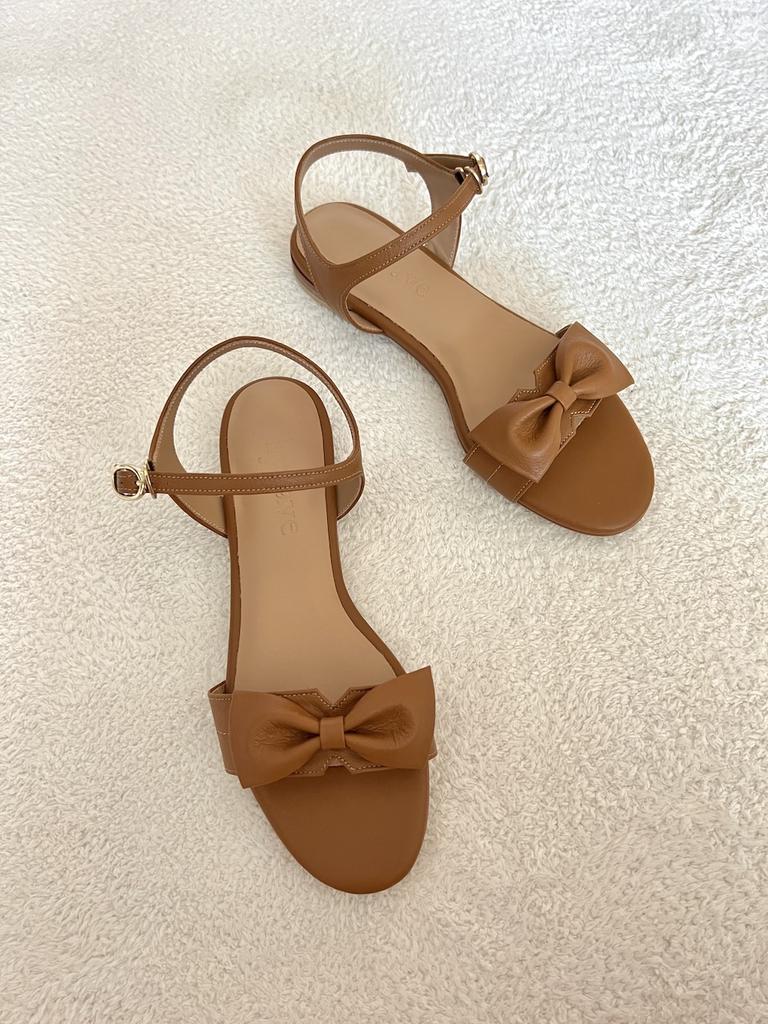 Hyoave Blair Ribbon Sandals - Camel Brown