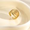 European-American Geometric Gold-Plated Stainless Steel Open Ring for Women