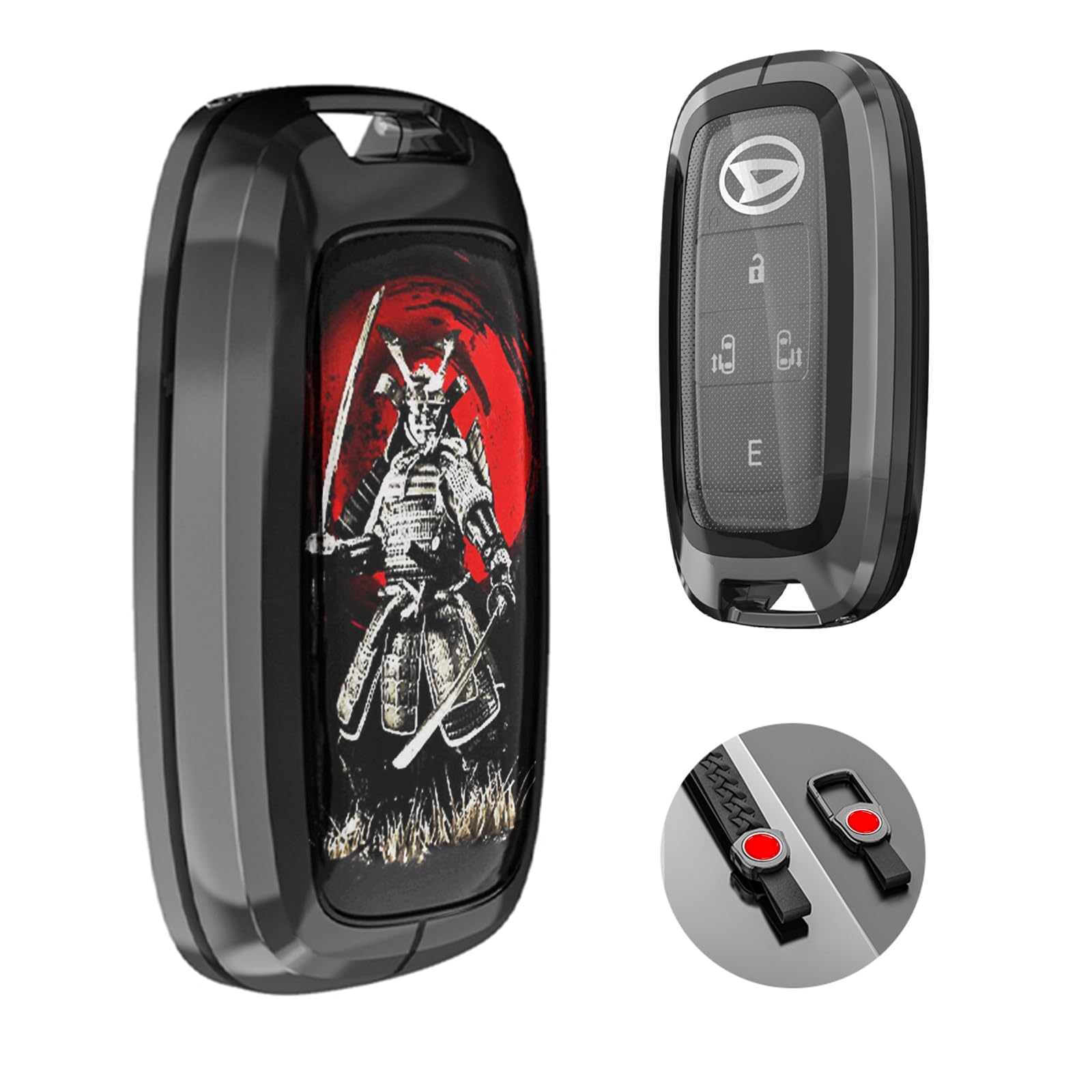 

Чехол для смарт-ключа для Toyota Daihatsu новый из ТПУ стильный держатель для смарт-ключа с японской эстетикой Самурайский черный RAIZE, Rocky, Taft, высококачественный чёрный