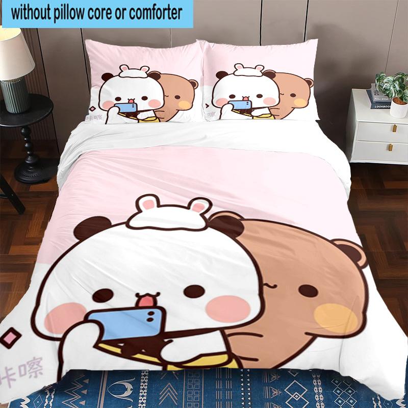3PCS Bobo Dudu In Love  3pcs Bedding,Including 3PCS Duvet Cover And 2pcs Pillowcases Perfect for Christmas,Ideal for Bedroom, Dormitory