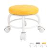 Low Roller Seat PU Leather Low Stool Mute Wheel Swivel Low Height Round Roller Chair for Home Office