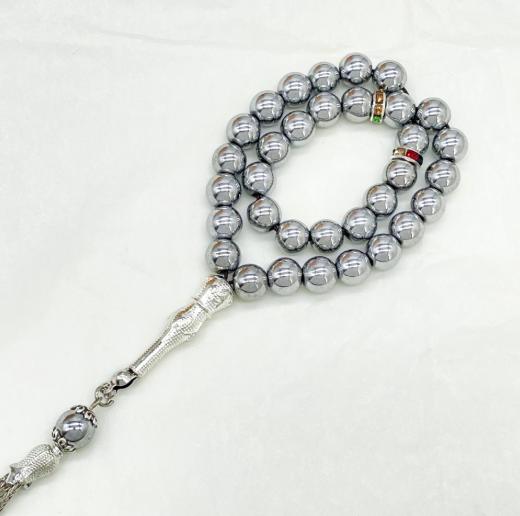 33 Beads 8mm Black Onyx Tasbih, Muslim Prayer Beads In Black Gold Silver, Islamic Rosary for Daily Worship & Fashion