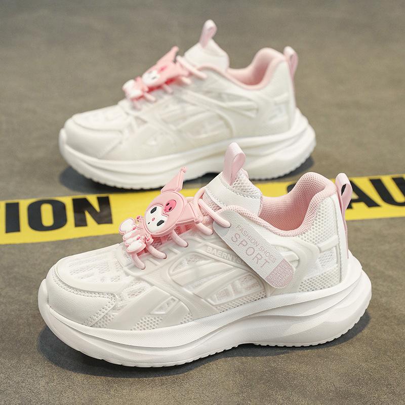 Summer Girls Mesh Sneakers Small Middle School Older Children Students Lace-Up Running Shoes Lightweight Shock Absorbing Breathable Classmate