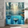 Futuristic Cityscape Shower Curtain Waterproof Decoration for Bathroom