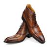 Fashion Luxury Genuine Leather Men Ankle Boot Fashion Wedding Dress Elegant Formal Office Pointed Toe Lace-up Shoe Brogue Adult Boot