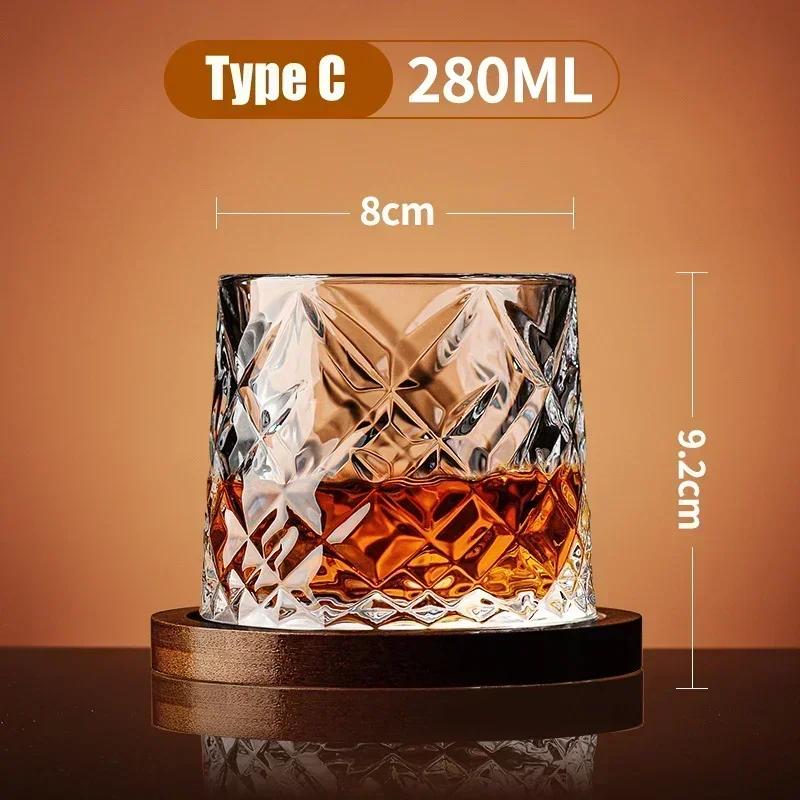 Tumbler Whiskyglas mit Boden Kristall Whiskygläser Retro Drehbar Rotierend Wein Brandy Glas Tasse Trinkgeschirr für Bar Zuhause