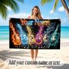 Music Guitar Theme Beach Towel Personalized Custom Name & Text Soft Quick Dry Beach Towel for Swimming Travel