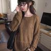 Relaxed Autumn 2026 Women's Crochet Cardigan - Loose Knit, Round Neck, Lazy Hollow Texture Knit Top.