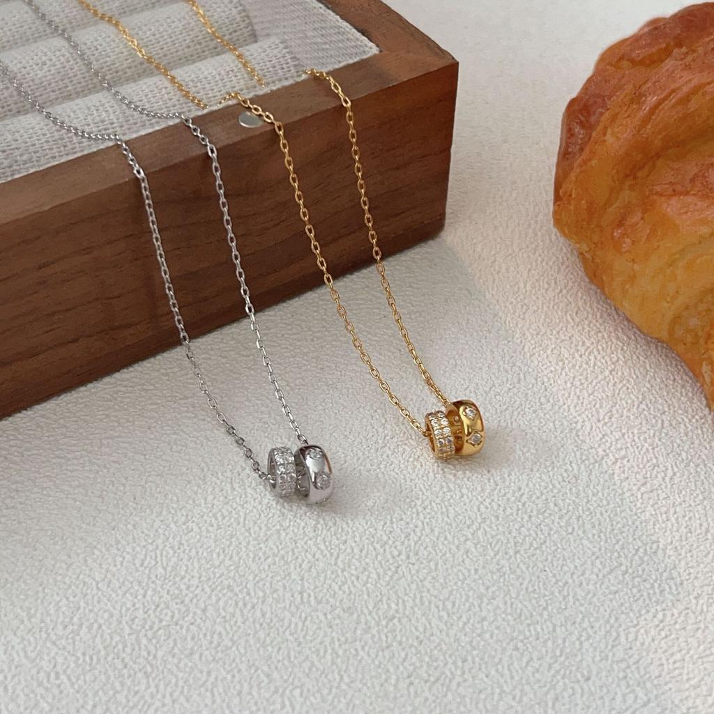 New Trendy Small Waist Necklace for Women, Light Luxury, Niche, High-end, Exquisite Double Ring Collarbone Chain, Neck Chain, Sweater Chain