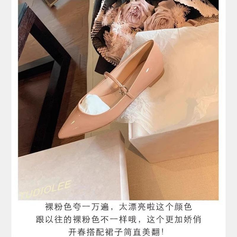 Huizhou women's shoes pointed Mary Jane shoes women's new flat-bottomed shallow mouth one-word single shoes