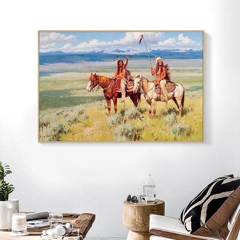 Portraits Of Rider African-American Man And Women Canvas Cuadros Posters and Prints Wall Art Picture for Living Room