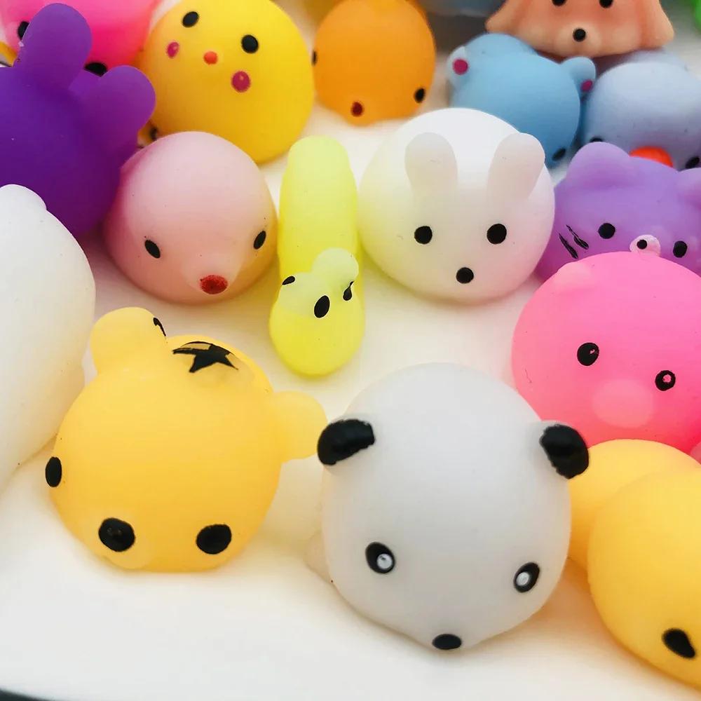 Non-Toxic 35Pcs Soft Glue Stress Relief Toys Cute Animal Finger Silicone Fidget Toys Pinching Joy Pressing Release Decompression Toy Gifts