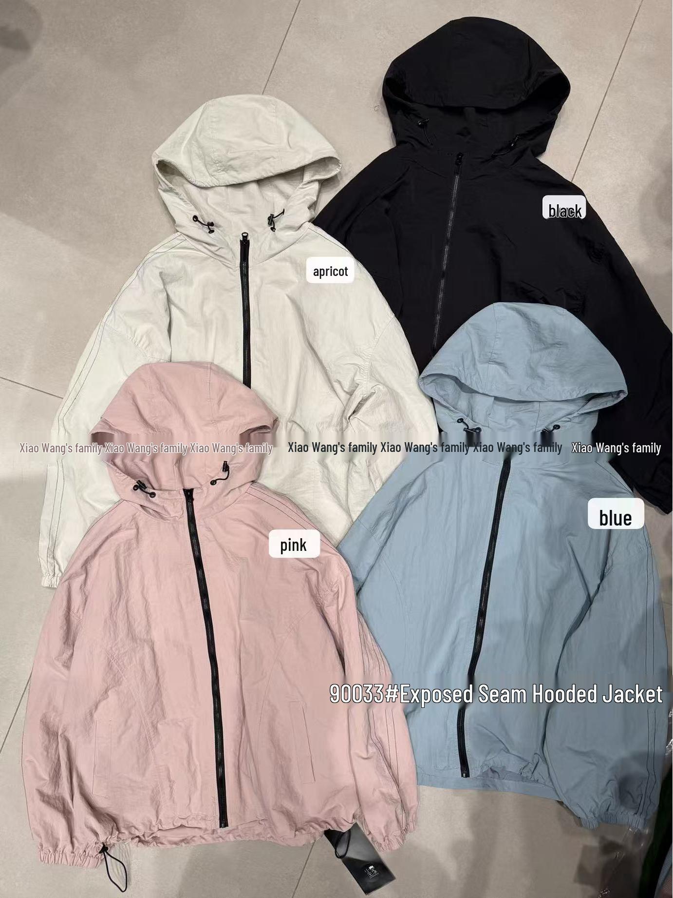 

Xiao Wang s Spring Korean Style Plus Size Casual Hooded Windbreaker Jacket One Size рожевий