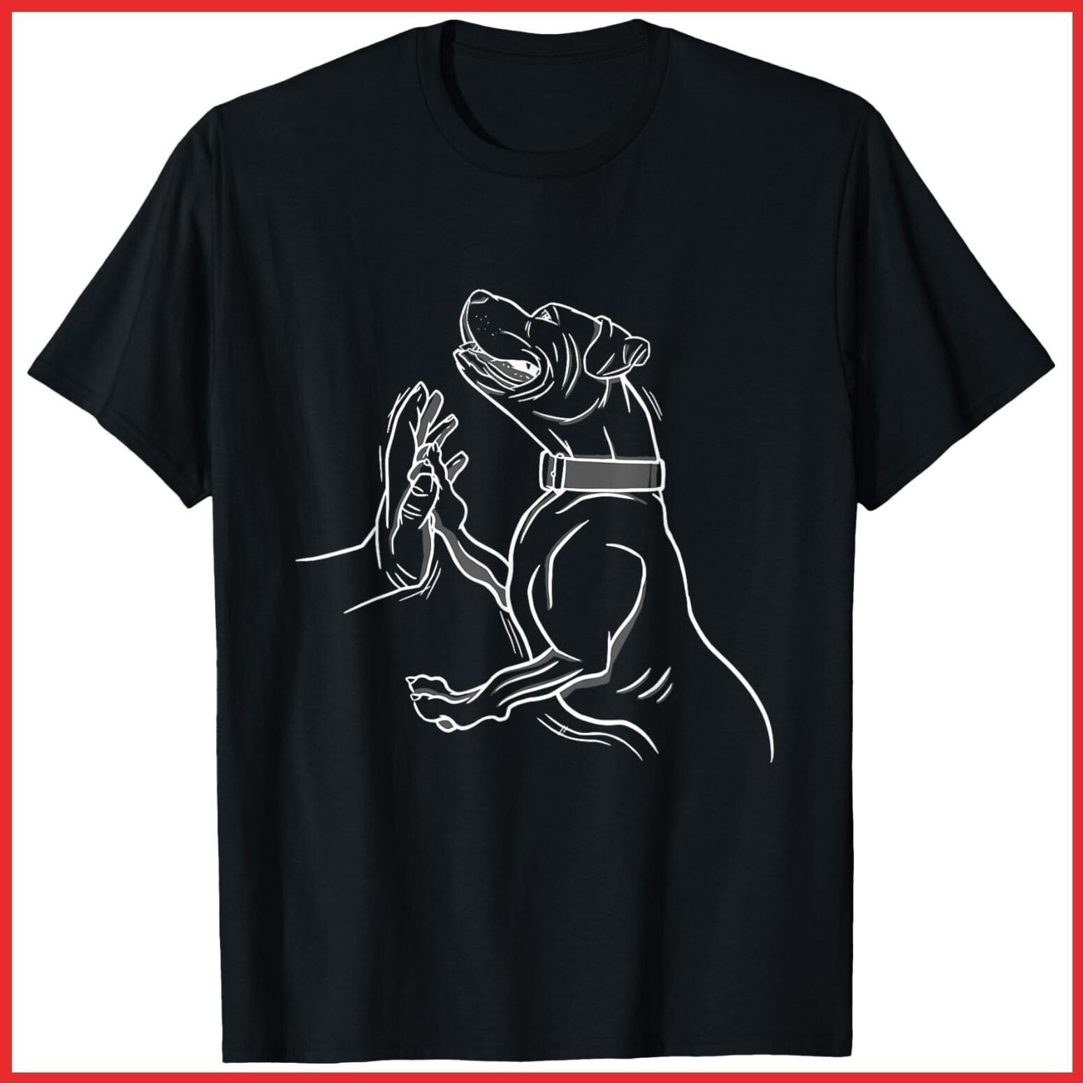 Pitbull Boxer Dog Dad Dog Mom Black Cotton T-Shirt S-5XL XXXL