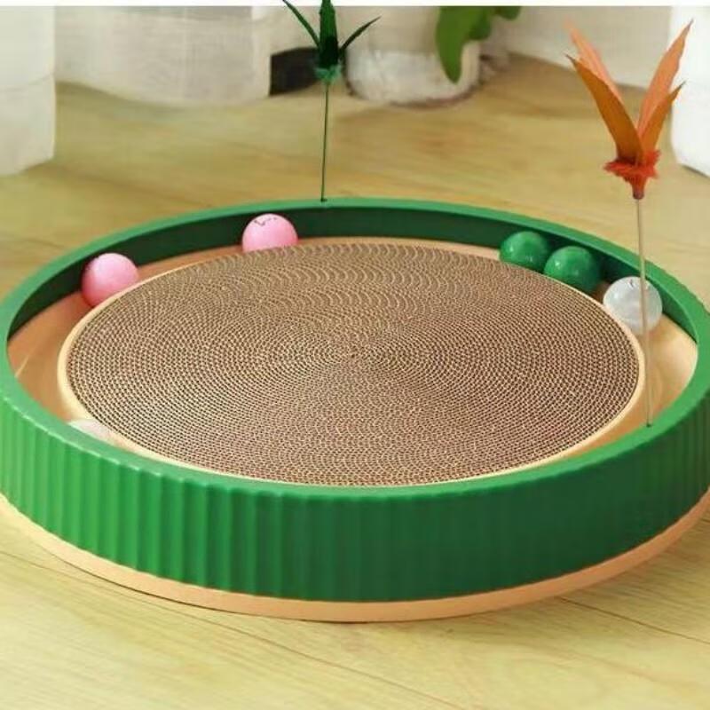 Corrugated Cat Scratch Board & Nest with Teasing Wand