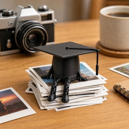 Figure Mini Cappelli di Laurea, Mini Cappello di Laurea 3D 'Congrats Graduation' con Articolazioni Mobili per Decorazione Tavola Festa di Laurea Vassoio a Gradini