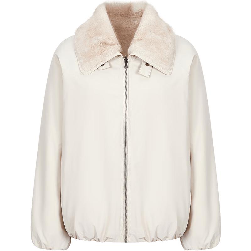 JIUZI Reversible Stand Collar Faux Fur Jacket