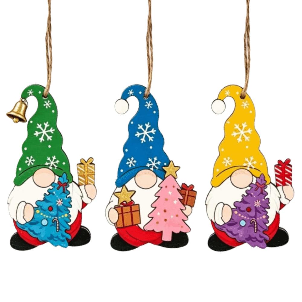 3 Pcs 2D Flat Christmas Tree Ornaments Wooden Christmas Decor Xmas Hanging Pendant Christmas Tree