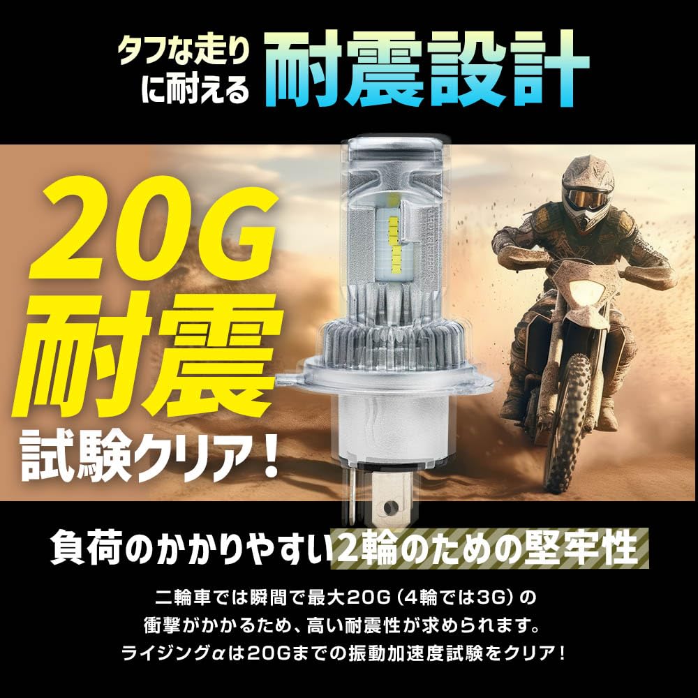 Sphere Light Motorcycle H4 LED 6000K Vehicle Inspection Made in 20G Earthquake RIZING Alpha SPHERELIGHT RIZING Hi/Lo Headlight, White, 12V, 1800lm,