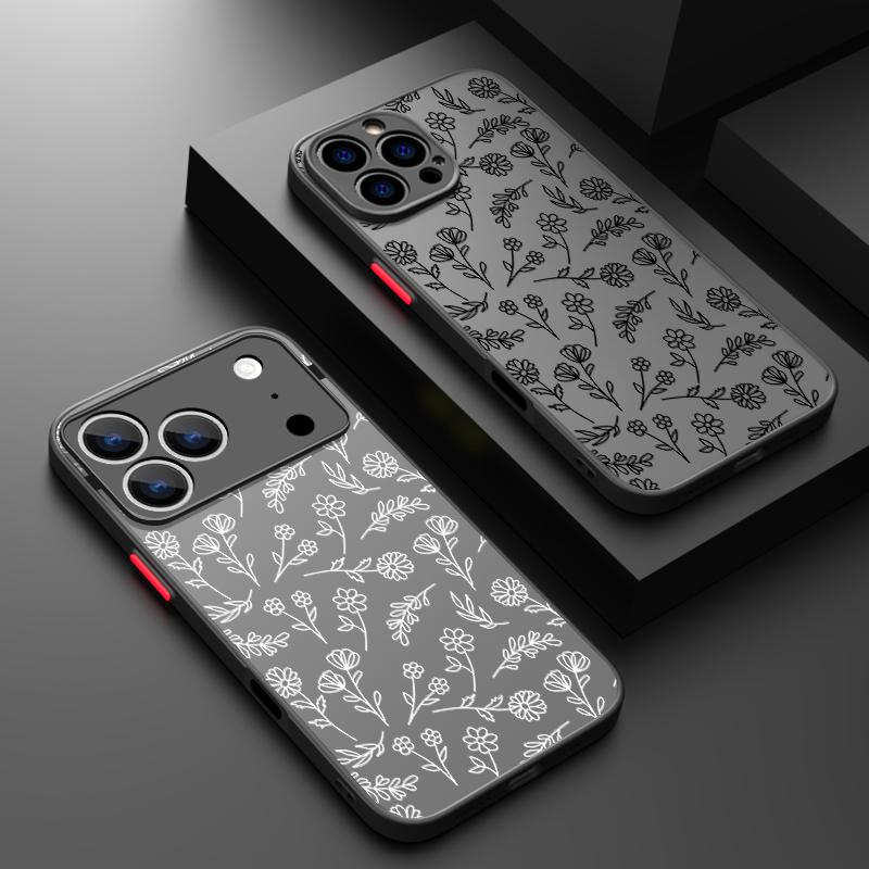 Little Flowers Print Phone Case For iPhone 17 Air 16 15 14 13 12 Pro Max 17 Pro 16e 11 Matte Shockproof Soft Edge Hard PC Cover