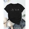 Tallas europeas para mujer;s   Camiseta Casual de Manga Corta con Estampado de Animales Mariposa y Libélula, Cuello Redondo