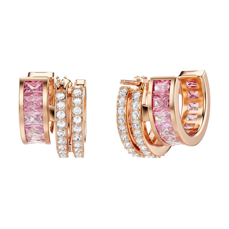 Swarovski Connexus Large Circle Hollow Ring Design Cubic Zirconia Earrings Unisex Earrings Gold Pink 5741333