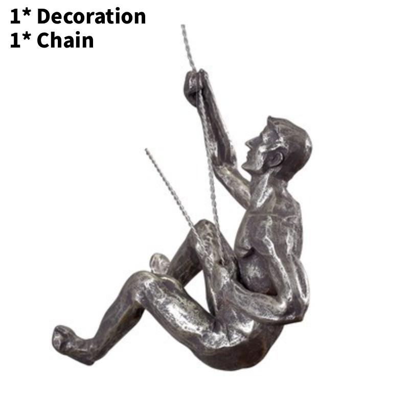 European Vintage Resin Wall Ornament With Climbing Figurines For Lounge And Dining Areas
