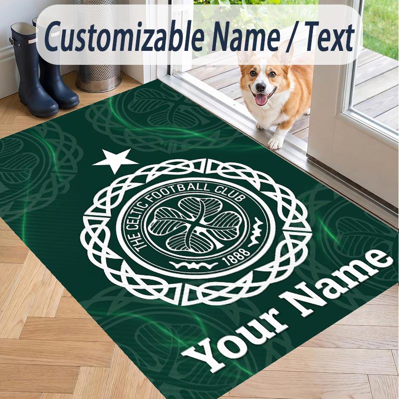 Custom Text Printed Rug Celtic FC Non Slip Floor Carpet For Home Room Decor