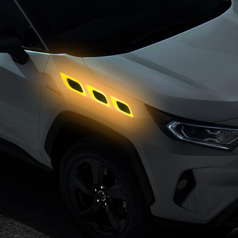 3D Car Styling Reflective Strips Carbon Fiber Reflector Sticker Truck Auto Safety Warning Tape Car Exterior Accessories 6pcs