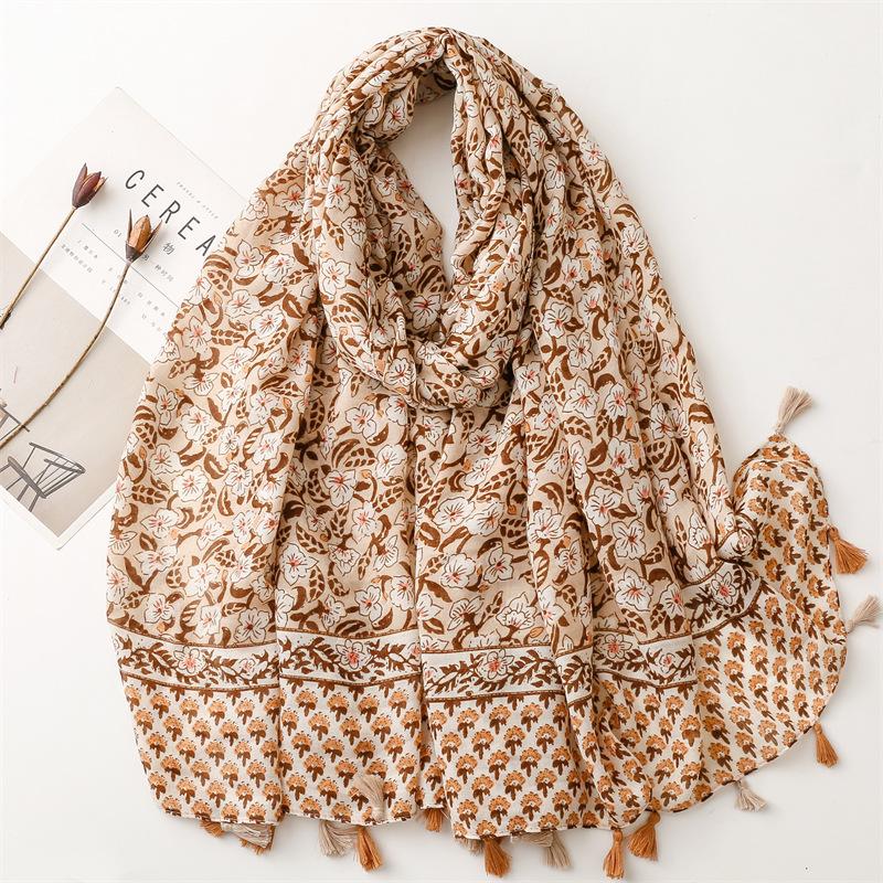 Fashion Paisley Abstract Floral Tassel Viscose Shawl Scarf Lady High Quality Wrap Thin Pashmina Stole Muslim Hijab 180*90Cm