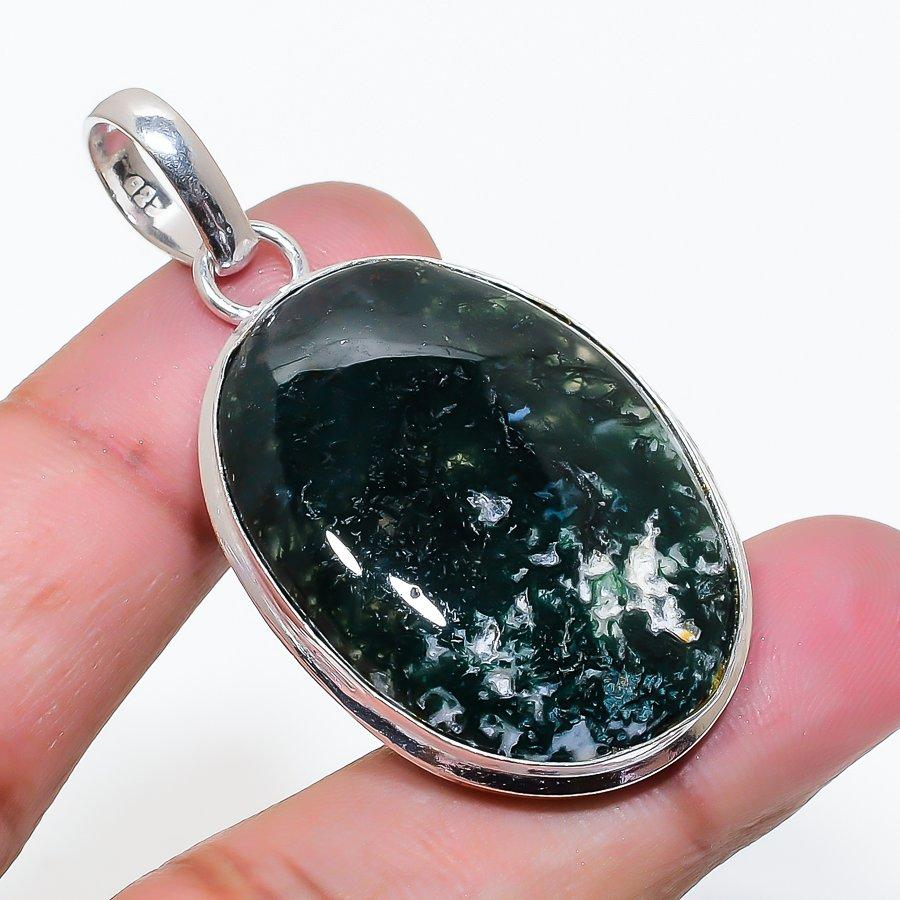 Natural Tree Agate Gemstone 925 Sterling Silver Jewelry Pendant 2.05" AP-16248