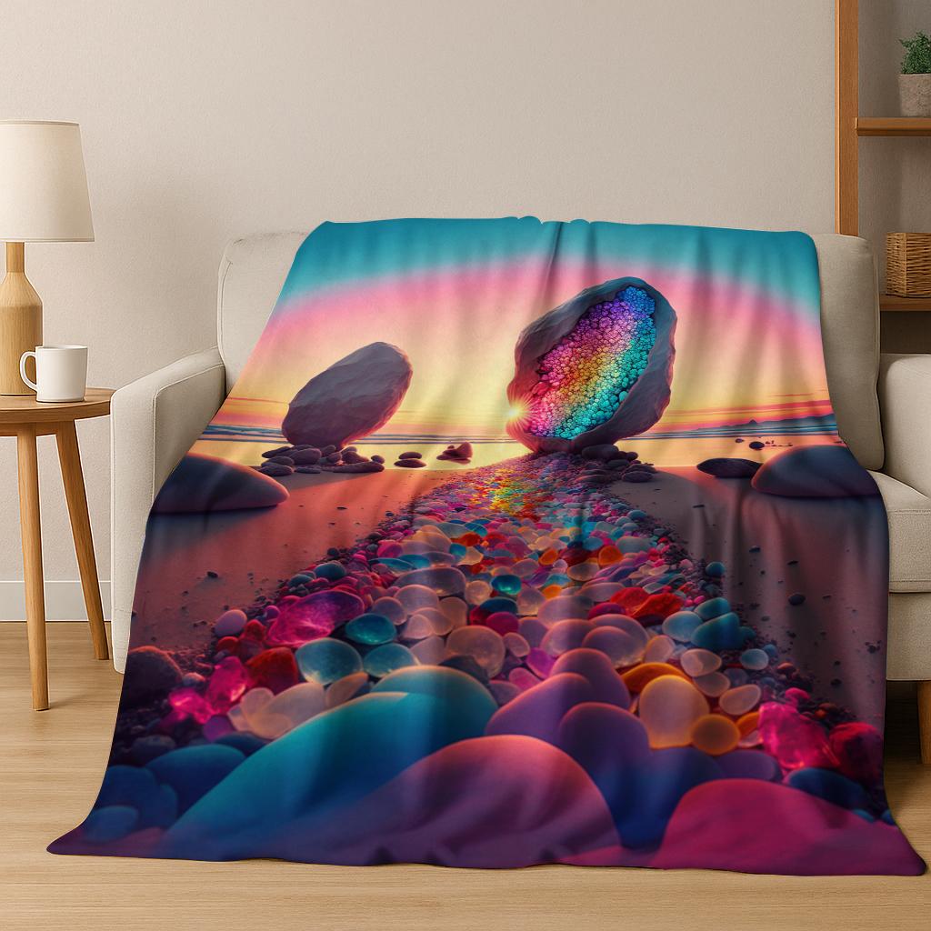 3D Kieselstein Weicher Stein Kiesel Flannelldecke Weiche Warme Decke für Schlafzimmer Wohnzimmer Bett Reise Camping Picknick Geschenk