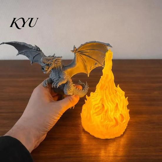 Unique Desktop Figurine Dragon Bookshelf Nook Light, Fire-Breathing Fantasy Shelf Decor, LED Handmade Art Sculpture Night Lamp for Bedroom Living Room