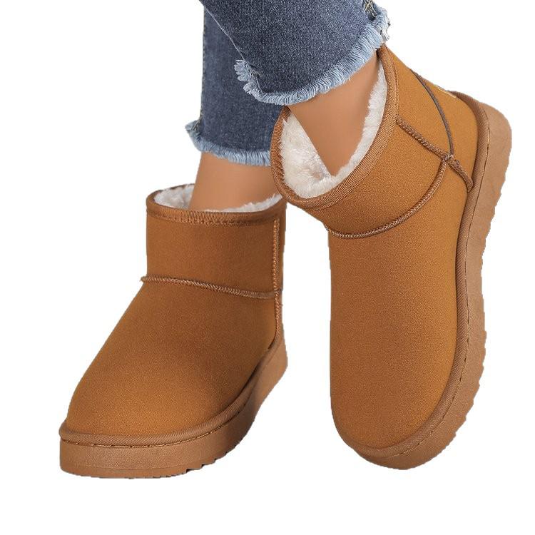 British Style Women's Plush Non-Slip Snow Boots - Thick Sole, Cold-Proof Winter Footwear