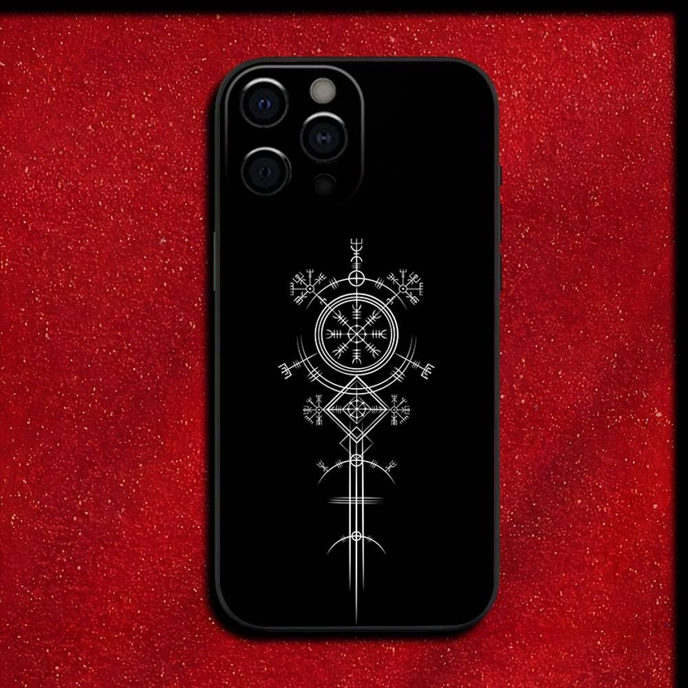 V-Viking V-Vegvisir Navigation Compass Phone Case For iPhone 16,15,14,13,12,11,Pro,XS,Max,XR,Plus,E,SE4,Mini Black Cover