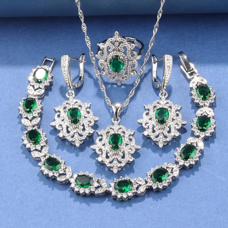 New Wedding Bridal Luxury Fine Jewelry&Accessory For Women Gift Sets Charm Bracelet Necklace And Earrings Ring