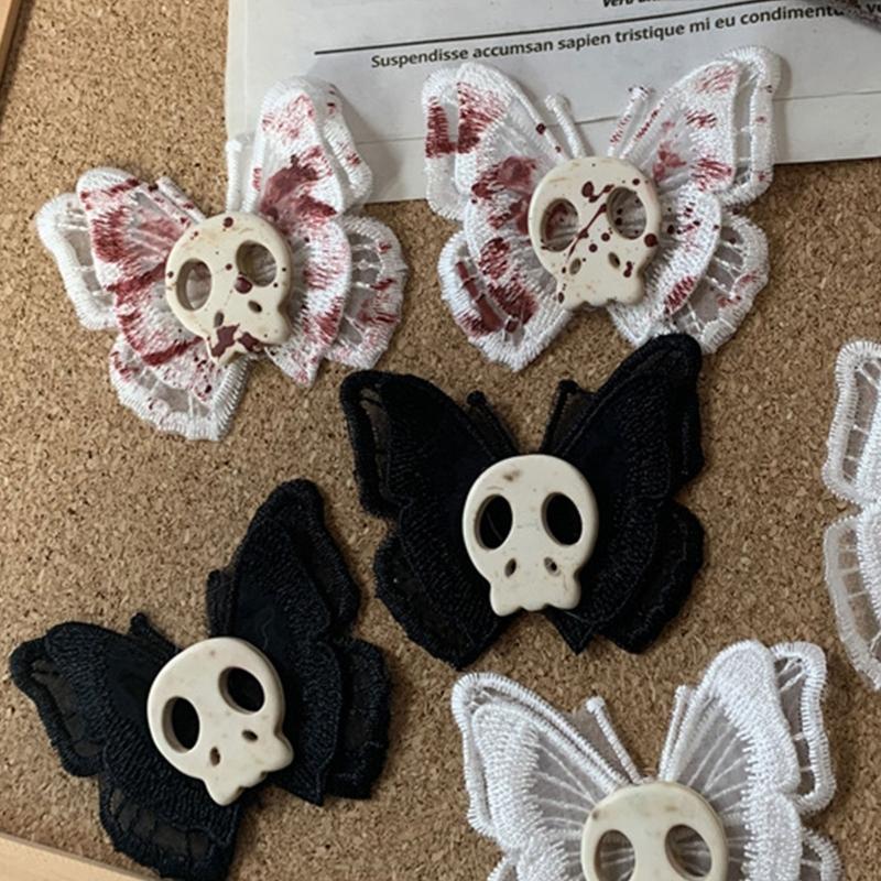 Punk Skeleton for Butterfly Decor Hair Scrunchies Elastic Hair Clips Lolita Ponytail Holder Festival Women Hair Supplies