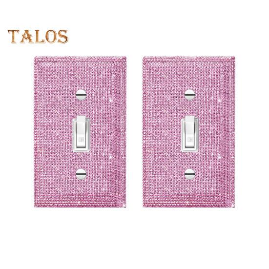 

2 шт. настенная розетка со стразами, одинарный тумблерный выключатель света, декоративная крышка розетки для дома, офиса, гостиной, ванной комнаты, кухни розовый