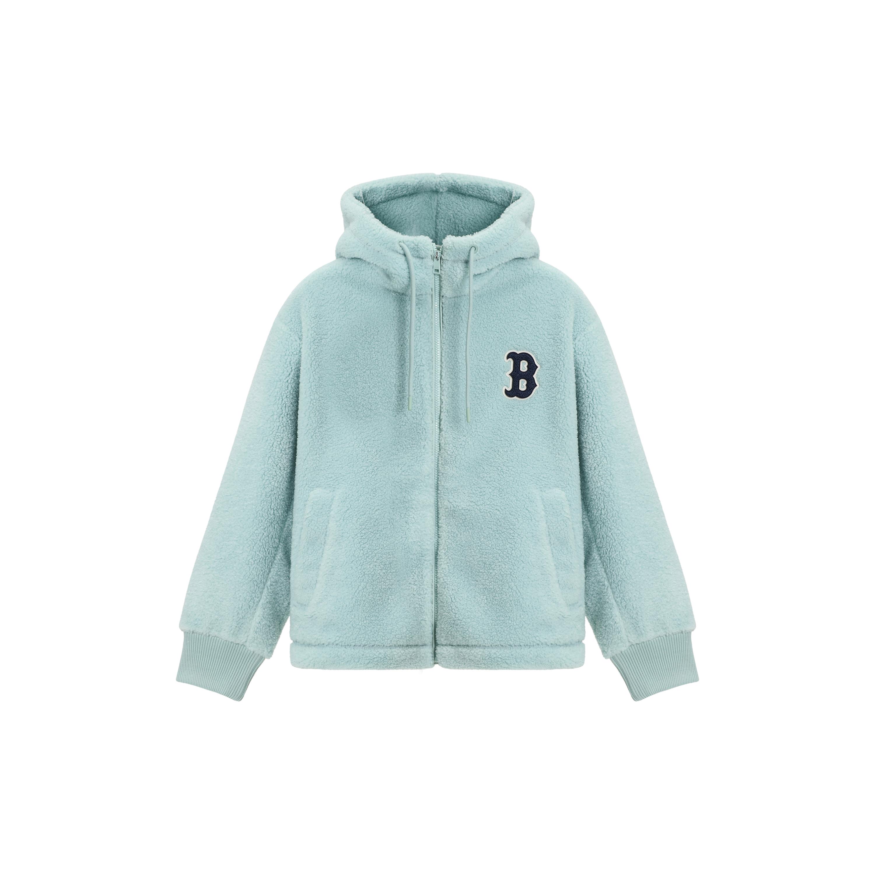 MLB Boston Red Sox Velvet Jackets Unisex Light Mint Hooded Thickened And Fleece Lined 3AFDL3126-43MTL XS