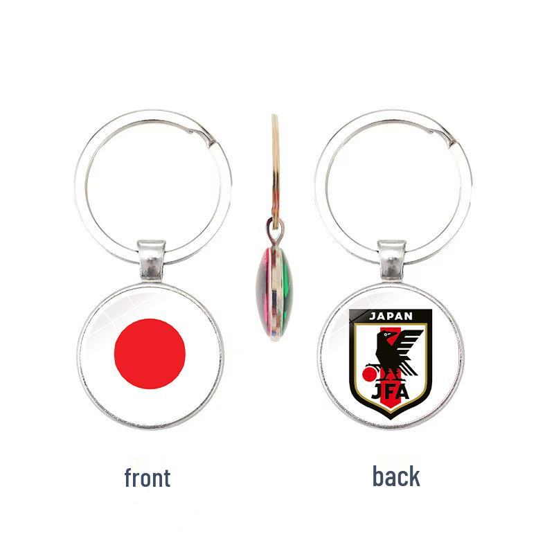 World Cup Top 32 National Flags & Team Emblems Double-sided Keychain