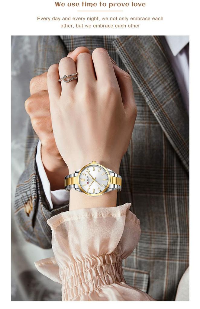 Curren Kairui 9090: Herren-Stahlarmbanduhr & Damen-Quarz-Business-Uhren-Set.
