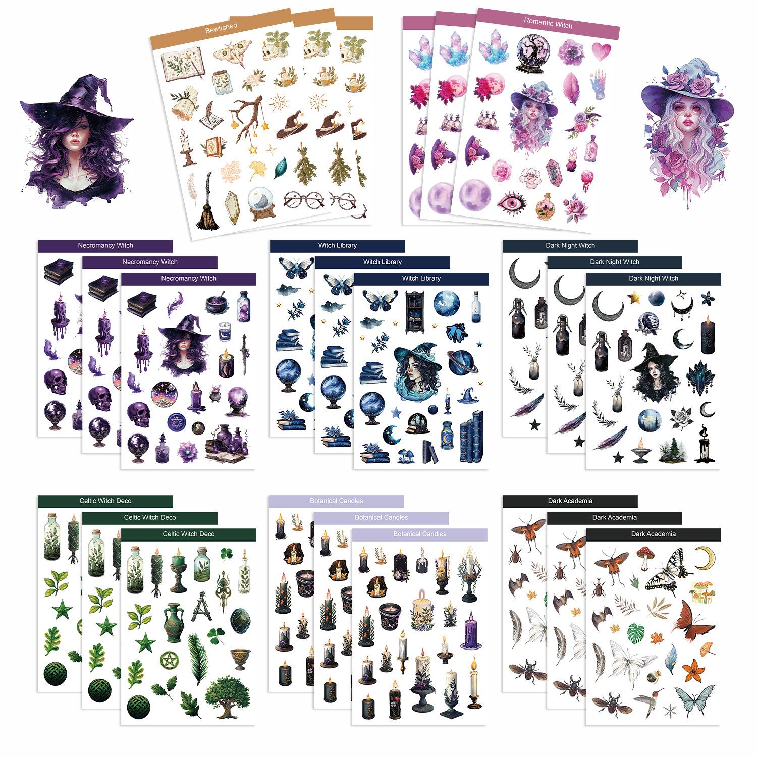

8 Красочных Наклеек в Стиле Ведьмы Водонепроницаемые Наклейки для Дневника Ручные Наклейки Наклейки для Карточек Гу Наклейки для DIY Украшения