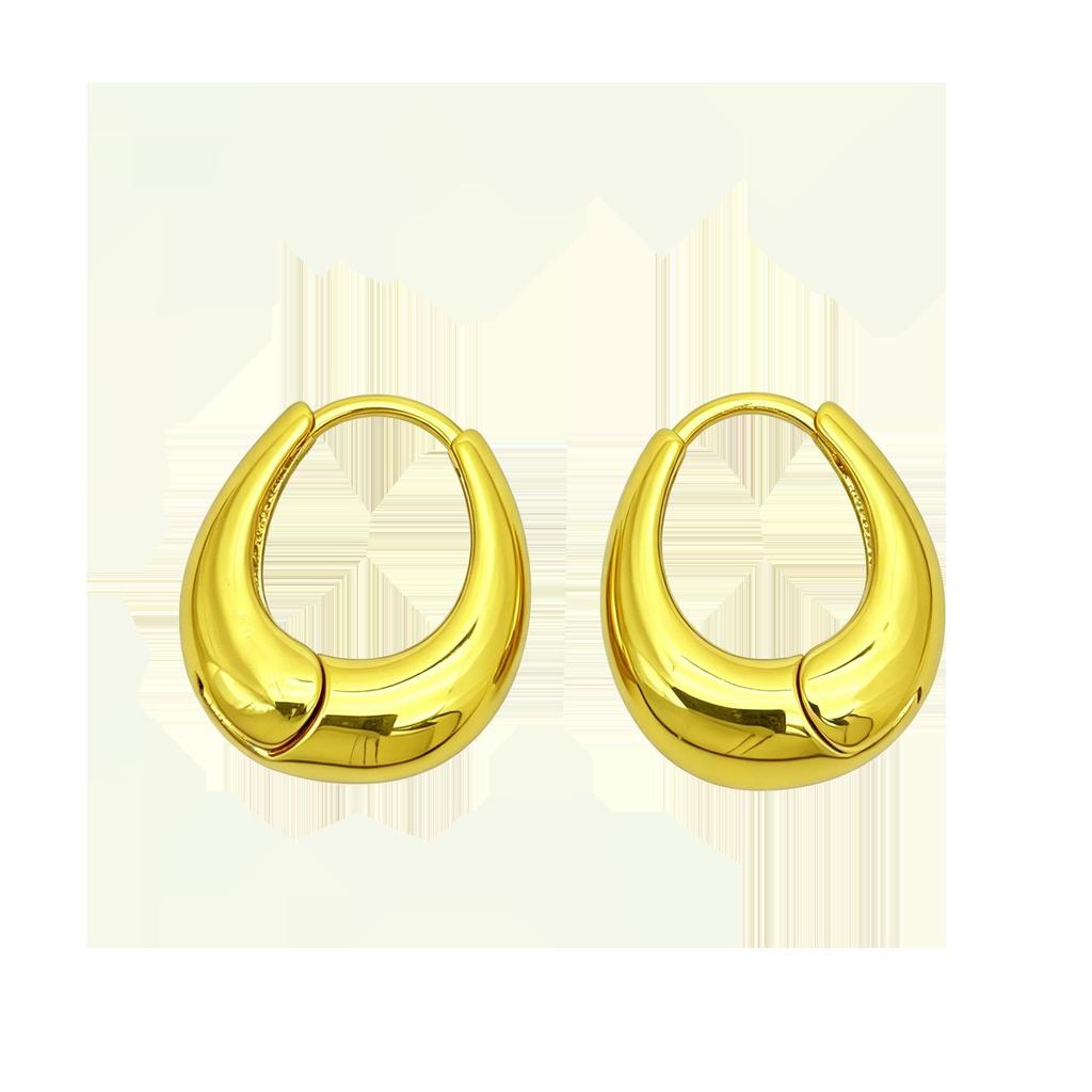 High-End Oval Hoop Earrings: European & American Style Water Drop Design for Women - Elegant, Simple Ear Ornaments