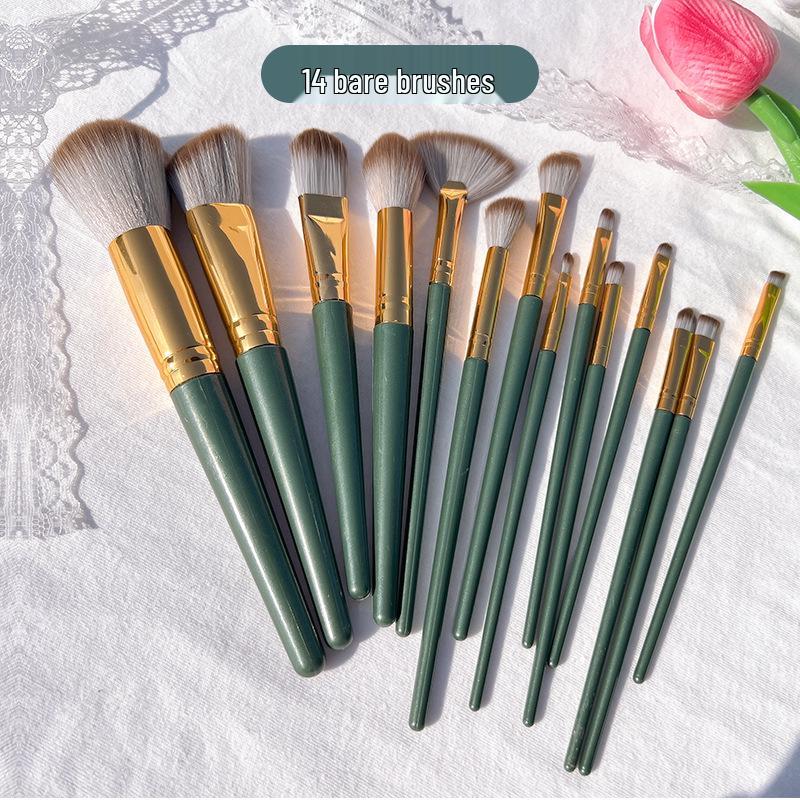 

Набор кистей для макияжа Cangzhou Green Cloud из 14 предметов: Мягкие, Портативные Кисти для Румян, Тональной Основы, Теней для Век и Губ