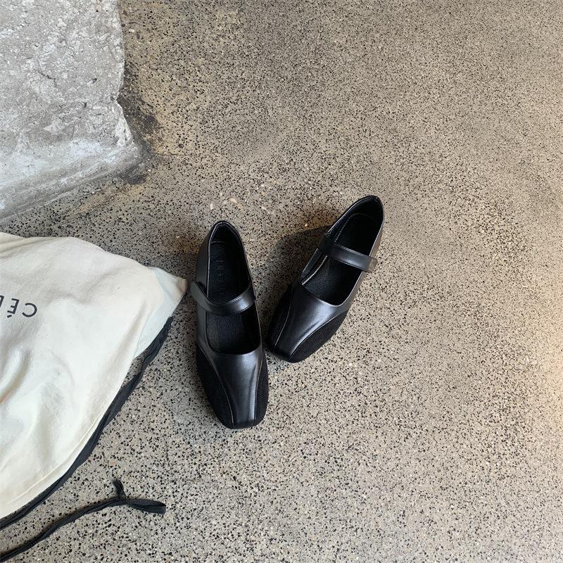 

2025 summer new Korean version of foreign style versatile one-word strap with skirt Korean version of fashion silver Mary Jane single shoes women 39 чёрный