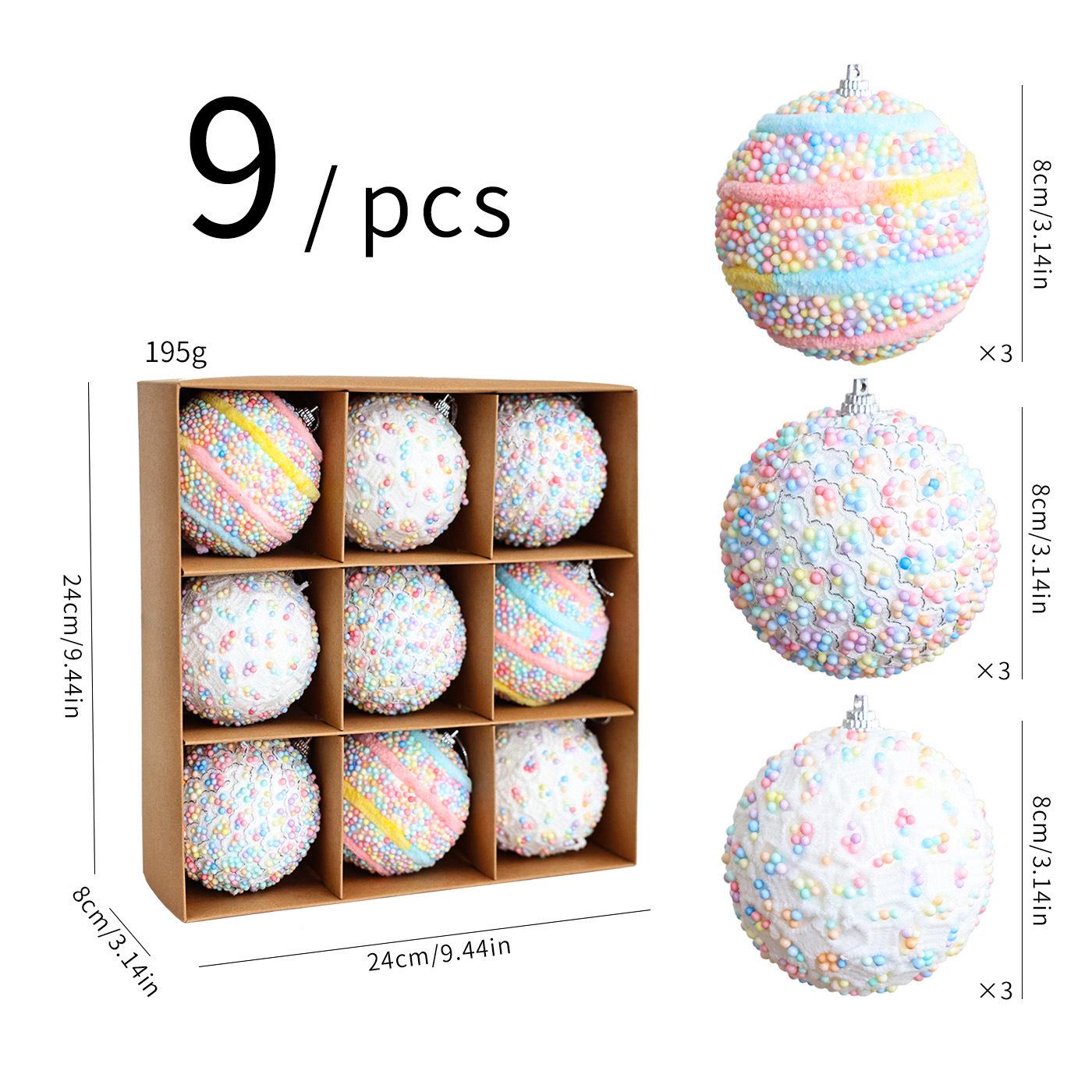 Colorful Foam Christmas Ball Ornaments, 8cm/6cm