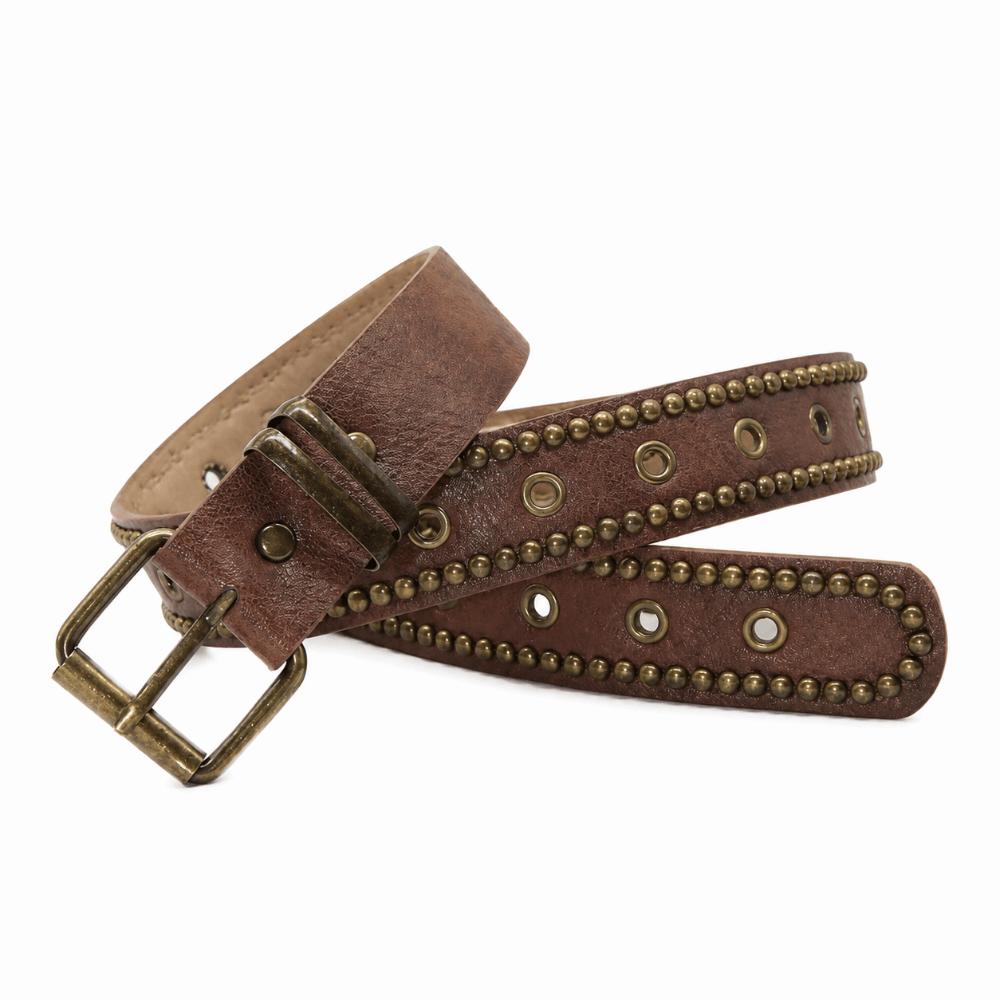 Multi Hole Studded Leather Belt Rivet Studded Retro Belt Retro Waist Belt  Jeans Pants Dress