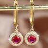 Elegant Female White Red Stone Round Hoop Earrings Trendy Fashion Gold Color Wedding Jewelry For Women